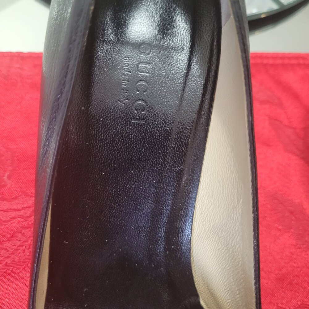Gucci Black & Silver Leather Low Heels 9.5 - Picture 4 of 7